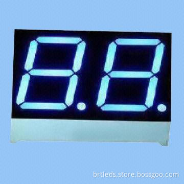 Dual-digit 7-segment LED Display, 0.5-inch green Color, Common Anode, White Segment and Black Face